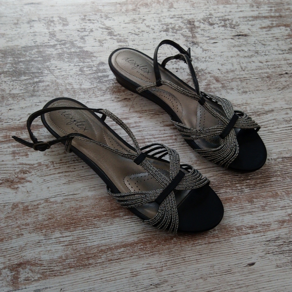 Dexflex Comfort Strappy Buckle Sandal Wedge Shoes